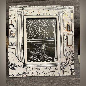 NIB Anthropologie Black and White Town View Picture Frame